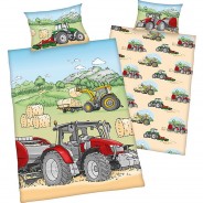Preisvergleich für Heimtextilien: "Bio Kinder-Wendebettwäsche ""Traktor"" Renforcé" bunt Gr. 100 x 135 + 40 x 60