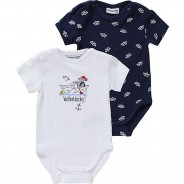 Preisvergleich für Strampler & Spieler: Body , Piraten, Doppelpack blau/weiß Gr. 68 Jungen Baby