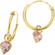 Preisvergleich für Accessoires für Kinder: Creolen 333/- Gelbgold Herz Zirkonia pink Zirkonia Creolen für Kinder gelb Mädchen Kinder