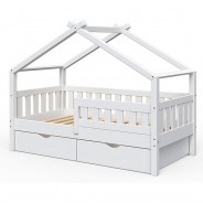 Preisvergleich für Kinderbetten: Design Kinderbett 160 x 80 cm Weiß mit Schubladenset und Lattenrost weiß Gr. 80 x 160