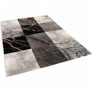 Preisvergleich für Heimtextilien: Designer Teppich Maui Karo Barock Teppiche schwarz Gr. 140 x 200