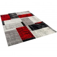 Preisvergleich für Heimtextilien: Designer Teppich Maui Modern Karo Teppiche grau/rot Gr. 120 x 170