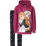 Preisvergleich für Hosen: Disney Die Eiskönigin Set Sweatshirt + Leggings  bordeaux/blau Gr. 116/122 Mädchen Kinder