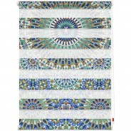 Preisvergleich für Heimtextilien: Duo Rollo Klemmfix, ohne Bohren, blickdicht, Orientalisches Muster - Blau Grün Rollos blau/grün Gr. 45 x 150