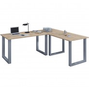 Preisvergleich für Stühle & Tische: Eckschreibtisch, Schreibtisch, Büromöbel, Computertisch, Winkeltisch, Tisch, Büro, Lona, 190 x 160 x 50 cm braun/grau