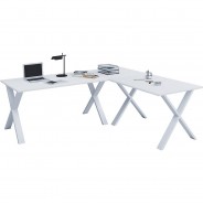 Preisvergleich für Stühle & Tische: Eckschreibtisch, Schreibtisch, Büromöbel, Computertisch, Winkeltisch, Tisch, Büro, Lona, 220 x 220 x 80 cm weiß