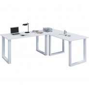 Preisvergleich für Stühle & Tische: Eckschreibtisch, Schreibtisch, Büromöbel, Computertisch, Winkeltisch, Tisch, Büro, Lona, 220 x 220 x 80 cm weiß