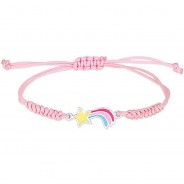 Preisvergleich für Accessoires für Kinder: Elli Armband Kinder Regenbogen Bunt Nylon Niedlich 925 Silber Armbänder rosa Gr. 14,0 Mädchen Kinder