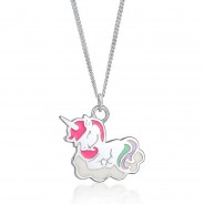 Preisvergleich für Accessoires für Kinder: Elli Halskette Kinder Einhorn Wolke Emaille 925 Silber Halsketten bunt Gr. 36,0 Mädchen Kinder