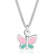 Preisvergleich für Accessoires für Kinder: Elli Halskette Kinder Schmetterling Pastel Emaille 925 Silber Halsketten silber Gr. 36,0 Mädchen Kinder