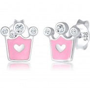 Preisvergleich für Accessoires für Kinder: Elli Ohrringe Kinder Herz Krone Kristalle 925 Silber Ohrringe silber Mädchen Kinder