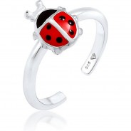 Preisvergleich für Accessoires für Kinder: Elli Ring Kinder Marienkäfer Emaille Verstellbar 925 Silber Ringe silber Gr. 46 Mädchen Kinder