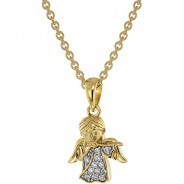 Preisvergleich für Accessoires für Kinder: Engel Anhänger Gold 333 / 8K + vergoldete Silberkette Kinder Halsketten Gr. 38,0  Kinder