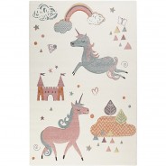 Preisvergleich für Heimtextilien: Kinderteppich Sunny Unicorn 13mm pflegeleicht weiß Gr. 120 x 170