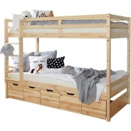 Preisvergleich für Etagenbetten: Etagenbett Finn Natur mit 5er Schubkästen natur Gr. 90 x 200