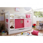 Preisvergleich für Etagenbetten: Etagenbett Sammy Buche massiv Weiß weiß Gr. 90 x 200