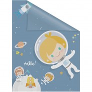 Preisvergleich für Heimtextilien: Fensterfolie selbstklebend, Sichtschutz, Astronaut - Blau Fensterdeko blau Gr. 100 x 180