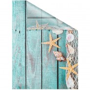 Preisvergleich für Heimtextilien: Fensterfolie selbstklebend, Sichtschutz, Bretter Beach - Petrol Fensterdeko petrol Gr. 100 x 100