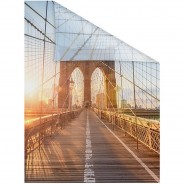 Preisvergleich für Heimtextilien: Fensterfolie selbstklebend, Sichtschutz, Brooklyn Bridge - Orange Fensterdeko orange Gr. 100 x 100