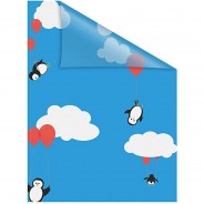 Preisvergleich für Heimtextilien: Fensterfolie selbstklebend, Sichtschutz, Pinguine - Blau Weiß Fensterdeko blau/weiß Gr. 100 x 100