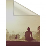 Preisvergleich für Heimtextilien: Fensterfolie selbstklebend, Sichtschutz, Tempel Borobudur - Orange Fensterdeko orange Gr. 50 x 100