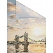 Preisvergleich für Heimtextilien: Fensterfolie selbstklebend, Sichtschutz, Tower Bridge - Orange Fensterdeko orange Gr. 50 x 100