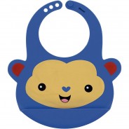 Preisvergleich für Essen & Trinken: Fisher Price Lätzchen Affe, Silikon blau/gelb