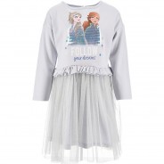Preisvergleich für Kleider & Röcke: Frozen - Die Eiskönigin Tüll-Kleid blau Gr. 128 Mädchen Kinder