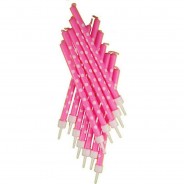 Preisvergleich für Backzubehör: Geburtstagskerzen Kuchenkerzen Punkte pink, 12 Stück, inkl. Halterung rosa