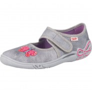 Preisvergleich für Schuhe: Hausschuhe BELINDA WMS Weite M3 , Schmetterlinge rosa/grau Gr. 30 Mädchen Kinder