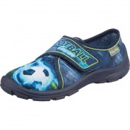 Preisvergleich für Schuhe: Hausschuhe  , Fußball blau-kombi Gr. 31 Jungen Kinder