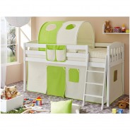 Preisvergleich für Jugendbetten: Hochbett Eric Country V Kiefer Weiß weiß Gr. 90 x 200