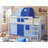 Preisvergleich für Jugendbetten: Hochbett Eric Country V Kiefer Weiß weiß Gr. 90 x 200
