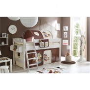 Preisvergleich für Jugendbetten: "Hochbett ""Kenny R"" Kiefer Weiß Motiv" weiß Gr. 90 x 200