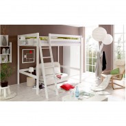 Preisvergleich für Jugendbetten: Hochbett Matthias 140 x 200 Kiefer weiss weiß