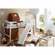 Preisvergleich für Jugendbetten: "Hochbett mit Rutsche Podestbett ""Tino"" Buche Weiß Classic, teilbar mit Farbauswahl" weiß Gr. 90 x 200