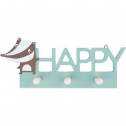Preisvergleich für Kindermöbel: Holz Garderobe Kinder Happy Baby 3 Kleiderhaken Garderobenleiste 30cm Wandhaken Garderoben rosa