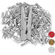 Preisvergleich für Pflege: Holzklammern Mini 144er Set silber