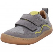 Preisvergleich für Schuhe: D-Velcro Barefoot Klettschuh Leder-/Textilkombination uni Halbschuhe grau Gr. 25 Jungen Kinder