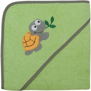Preisvergleich für Heimtextilien: Kapuzen-Badetuch Schildkröte, grün, 100x100 cm