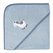 Preisvergleich für Heimtextilien: Kapuzen-Badetuch, Zebra hellblau, 100 x 100 cm hellblau/weiß