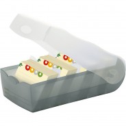 Preisvergleich für Sonstiges: Karteibox CROCO DIN A7 quer mit 5 Stützplatten und 100 Karten, transluzent-grau