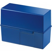 Preisvergleich für Schulbedarf: Karteibox DIN A5 quer, 450 Karten mit Stahlscharnier, blau  Kinder