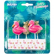 Preisvergleich für Backzubehör: Kerzen Flamingo/Ananas auf Picker, 5 Stück weiß/beige