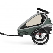 Preisvergleich für Fahrradanhänger: Kidgoo 2 Zweisitzer Fahrradanhänger Buggy mit Joggerfunktion und Blattfeder-Dämpfsystem, grün