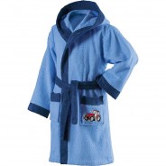 Preisvergleich für Bademode: Kinder-Bademantel mit Kapuze Frottier hellblau Gr. 122/128 Jungen Kinder