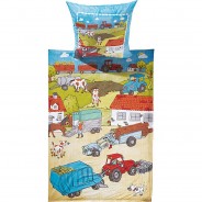 Preisvergleich für Heimtextilien: "Kinder-Bettwäsche ""Bauernhof"" Flanell" bunt Gr. 100 x 135 + 40 x 60