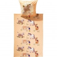 Preisvergleich für Heimtextilien: "Kinder-Bettwäsche ""Pferd"" Renforcé" apricot Gr. 100 x 135 + 40 x 60