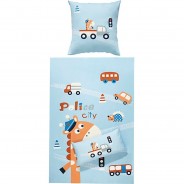 Preisvergleich für Heimtextilien: Kinder-Bettwäsche Renforcé hellblau Gr. 135 x 200 + 40 x 80