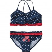 Preisvergleich für Bademode: Kinder Bikini HERZCHEN dunkelblau Gr. 122/128 Mädchen Kinder
